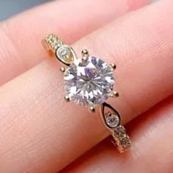 💥Romantic Beautiful Carved Zircon Gold Plated Dainty Ring for Women, UNVN12001 - Picture 2 of 6